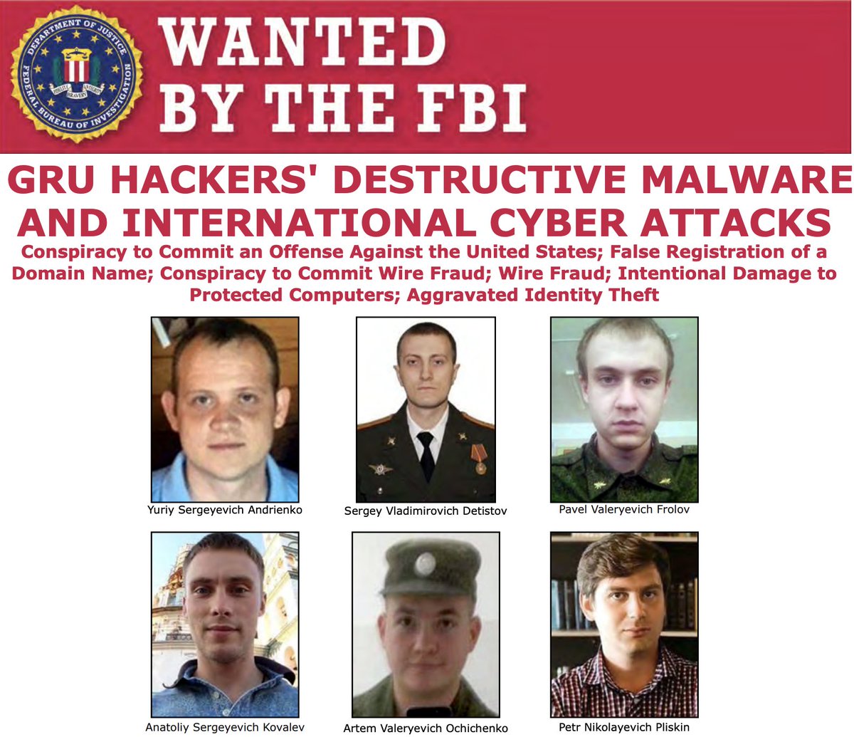 The  #FBI and our partners have announced that a federal grand jury returned an indictment charging six Russian military officers with the worldwide deployment of destructive malware through unauthorized access to victim computers.  http://ow.ly/DXfA50BWEiQ 