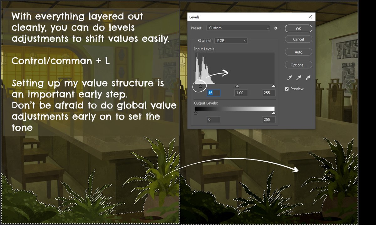 Remember to set up your value structures early. I group my bases into foreground, midground, and background and then when painting the final pieces, one of the first things I do is adjust each of those zones to where I want it.