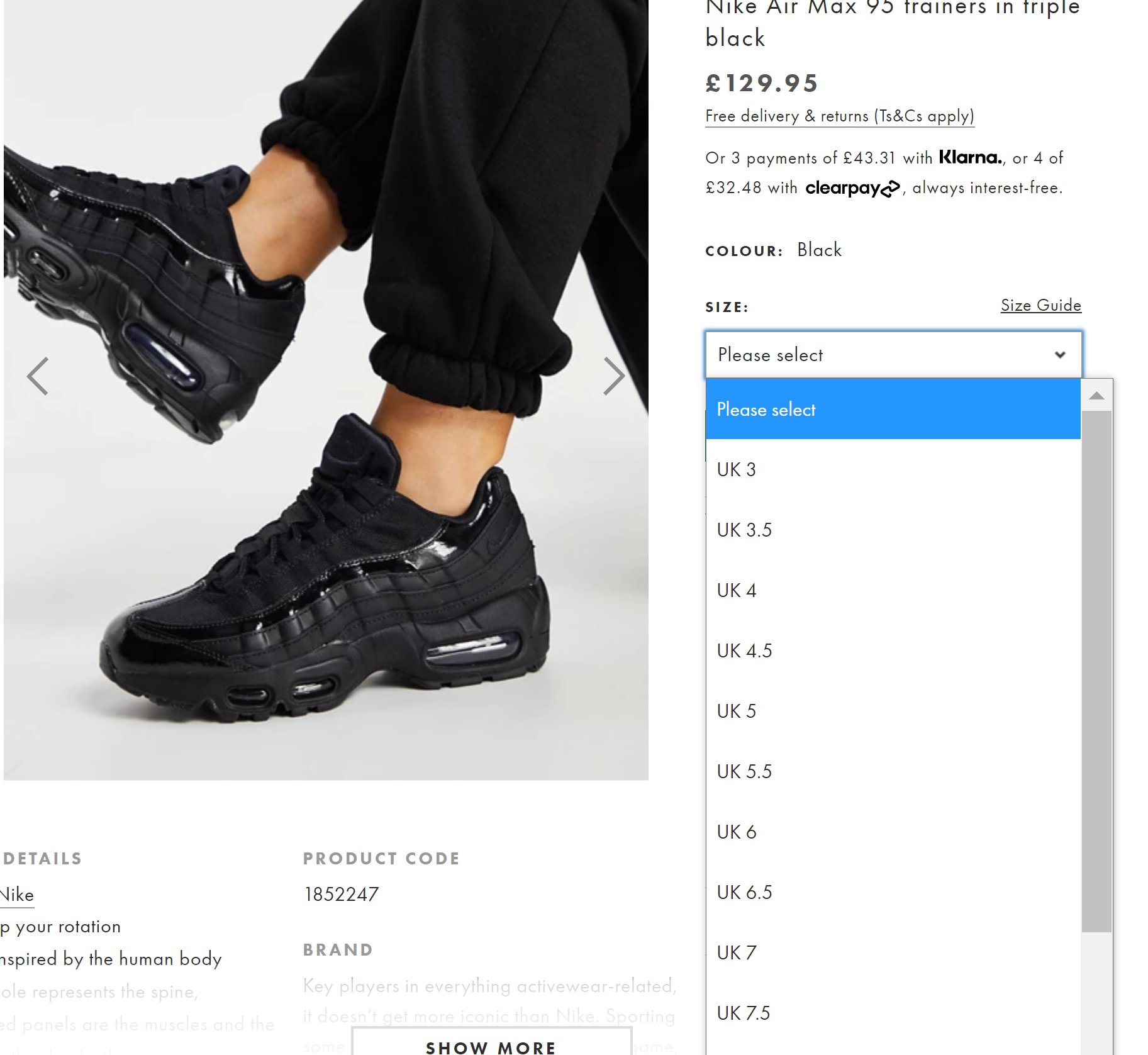 Nike air max 95 triple cheap black womens