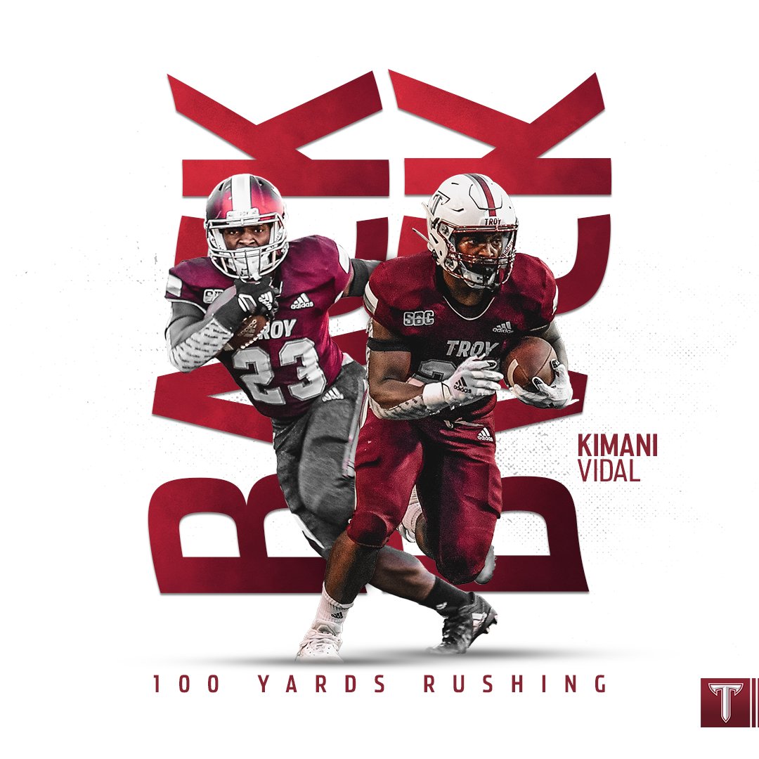 TroyTrojansFB's tweet photo. Only true freshman in school history with B2B 💯 yard games

Best learn his name, @kimanividal

#DTW | #OneTROY ⚔️🏈 https://t.co/LsTObqGRGk
