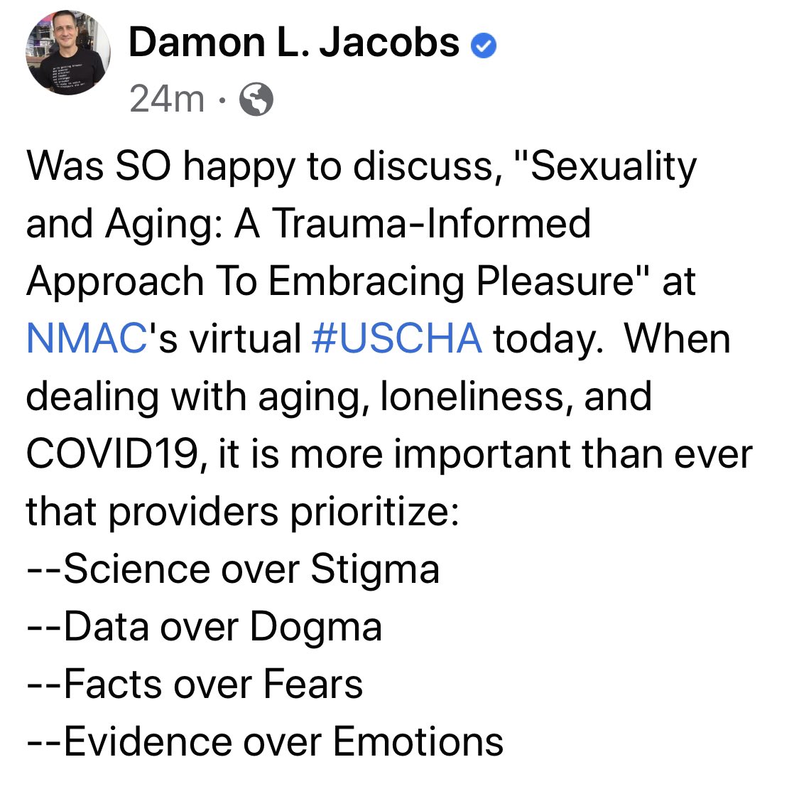 MrFriendly's tweet photo. Thanks @DamonLJacobs for the shout out during a session @NMACCommunity #USCHA #FactsOverFear #ScienceNotStigma https://t.co/ss7qrXyAXk
