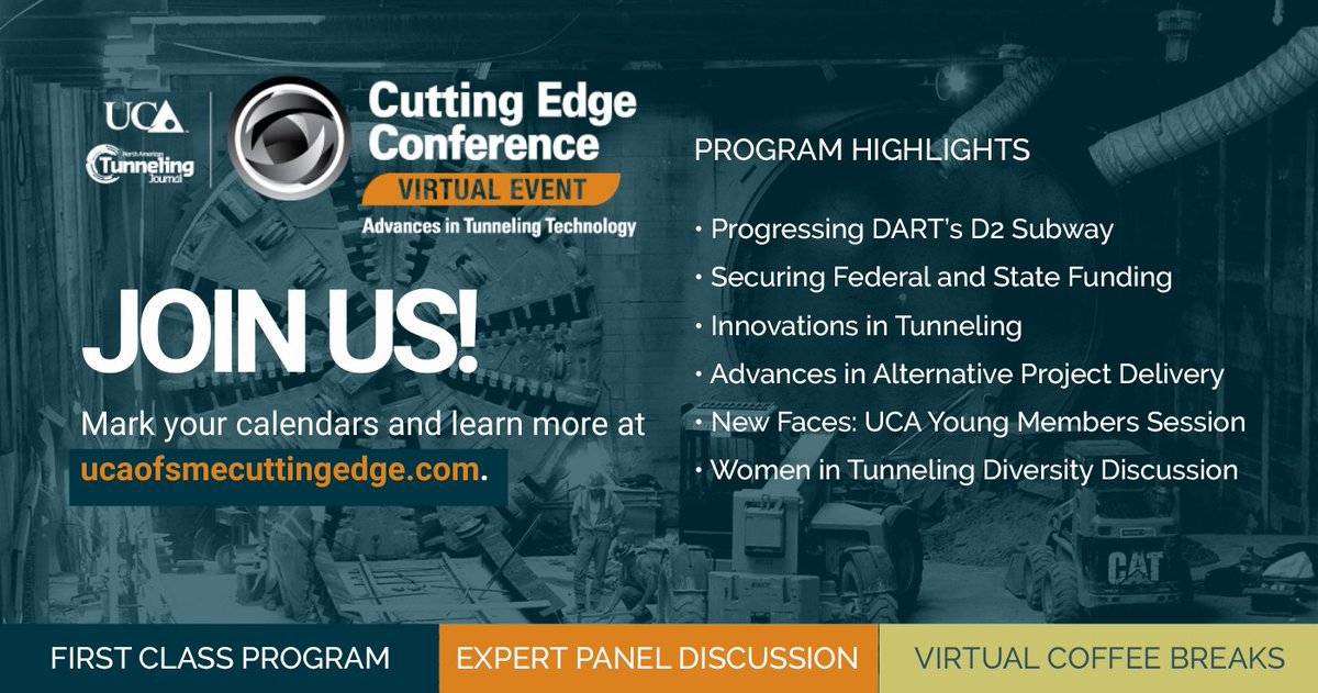 Join us November 10-11 for the 2020 Cutting Edge conference, brought to you by UCA of SME and Tunnelling Journal, for one of the most innovative tunneling conferences of the year. Registration is now OPEN! ucaofsmecuttingedge.com
#CuttingEdge2020