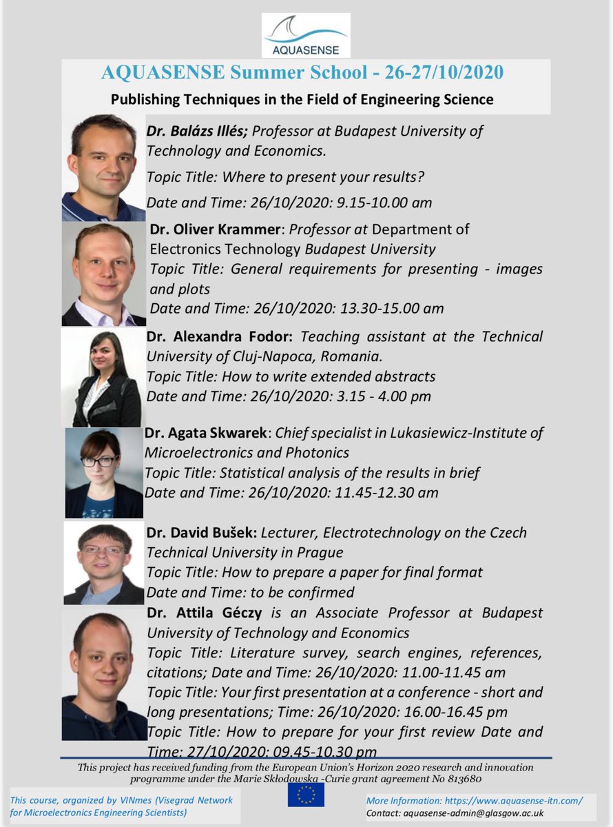 We are excited to announce our summer school at 26-27/10/2020 on #Publishing Techniques in the Field of Engineering Science. Organised by <a href="/LukasiewiczIMiF/">Łukasiewicz - Instytut Mikroelektroniki i Fotoniki</a> . For more information please check aqss.imif.lukasiewicz.gov.pl
aquasense-itn.com
@MSCActions.