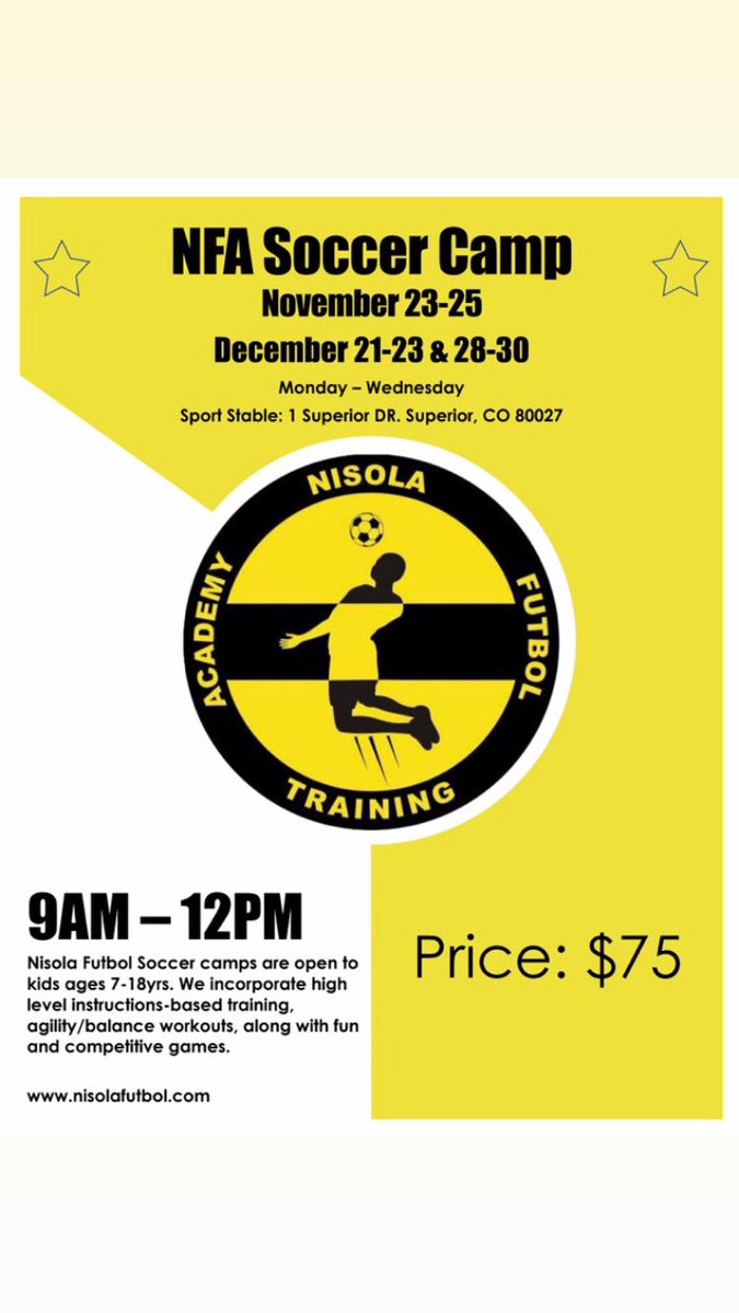 NFARiders's tweet image. Nisola Futbol Academy Camps
Thanksgiving Week Camp &amp;amp; December Camps
Registration is now open