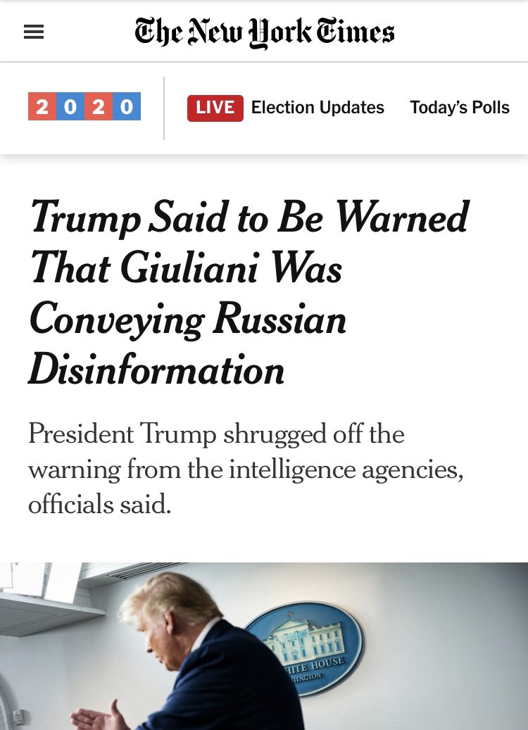 But right behind them was  @nytimes, who ran a similarly incredulous story, and whose chief political reporter  @maggieNYT doubled down on the Russian disinformation angle.