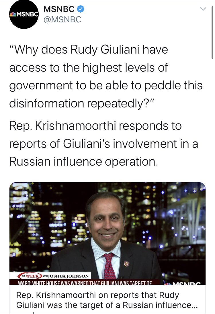 But the real leader - as with all things Russian hoax related - was  @MSNBC. They also managed to pull in  @CongressmanRaja,  @PhilipRucker, and  @McFaul (who was all aboard this idea already).
