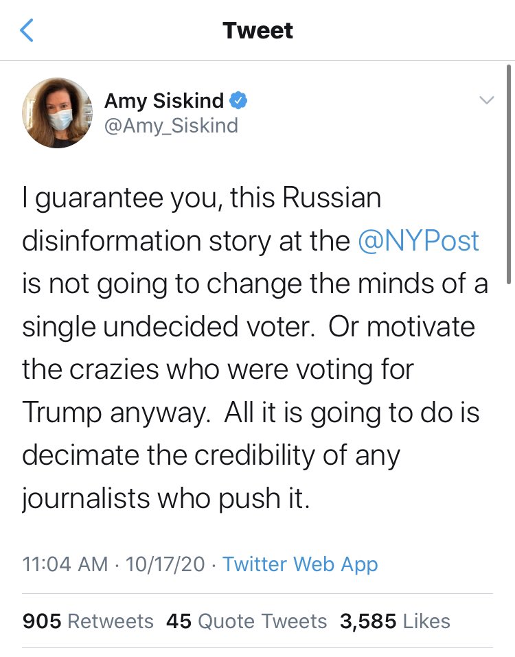 But it was the bluechecks who really outdid themselves on this one. You’ll see many of the same names here as who pushed the Russian collusion hoax way back when. Here’s  @Amy_Siskind