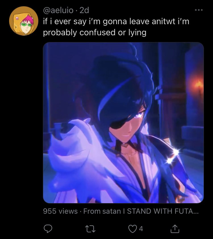 “if i ever say i’m gonna leave anitwt im either confused or lying.” since we already that luca is a vocaloid, this ties right into that theory. vocaloids receive updates to preform better, which is why he left. he had to leave twitter so they could release luca v2.