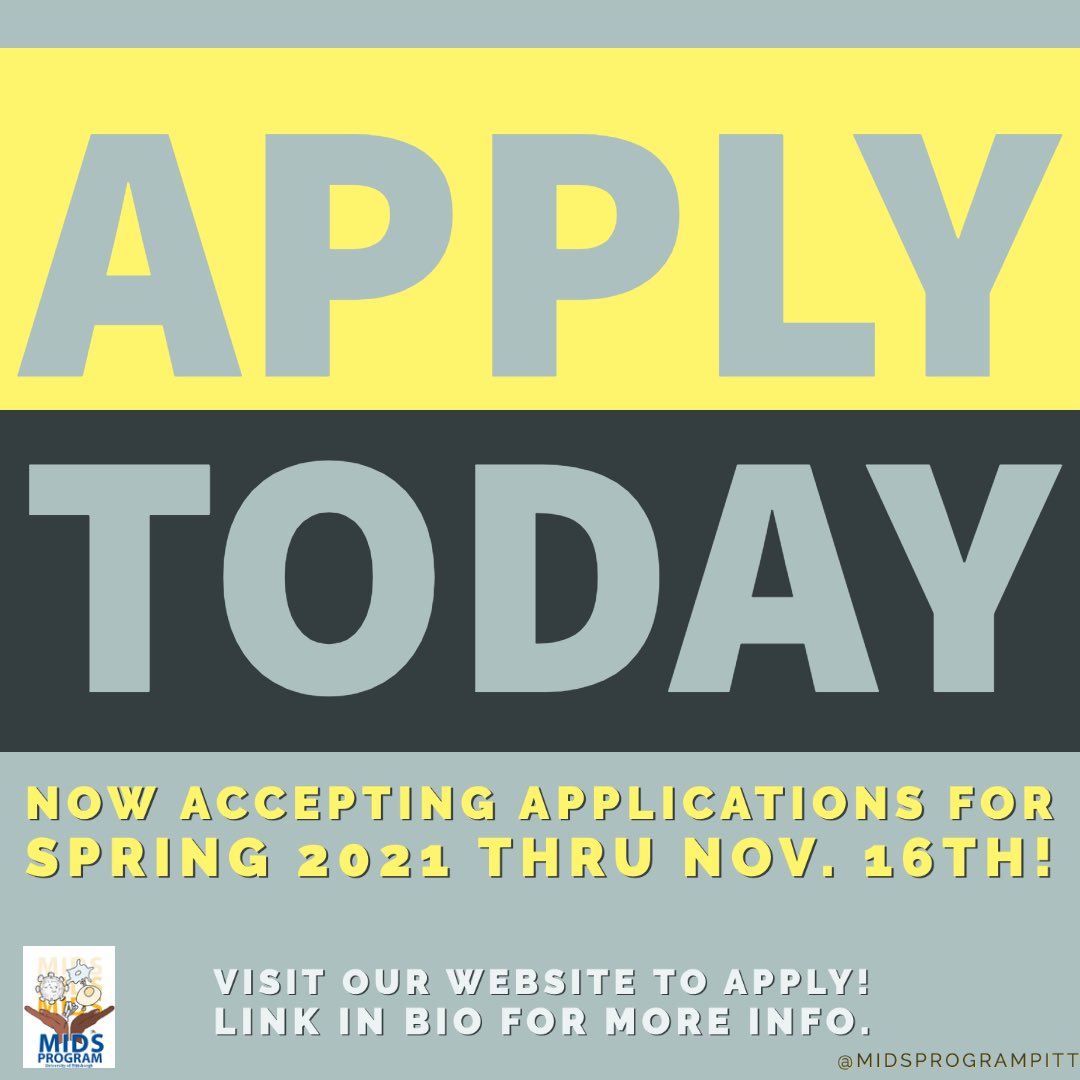 Spring 2021 applications open now through November 16th! Visit our website to apply!!
#universityofpittsburgh #diversityinSTEM #Immunology #Microbiology #midsprogrampitt