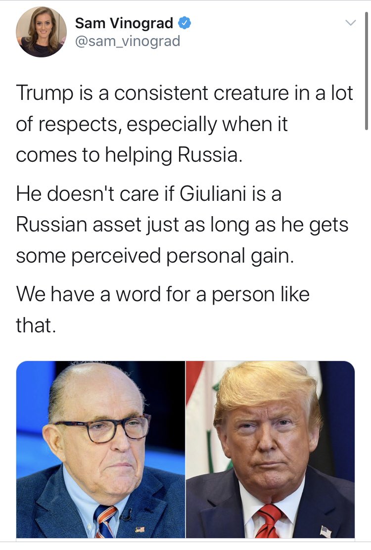 Speaking of  @CNN here is  @sam_vinograd with a very normal take that Trump and Giuliani are actively working with Russia. Stop me if you’ve heard this one before.
