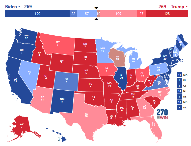 Nibblesnow's tweet photo. This would be a very messy map, but if I had to bet, I'd bet on this.

p.s. Trump wins if it ends up like this. https://t.co/ClFXxcW9l3