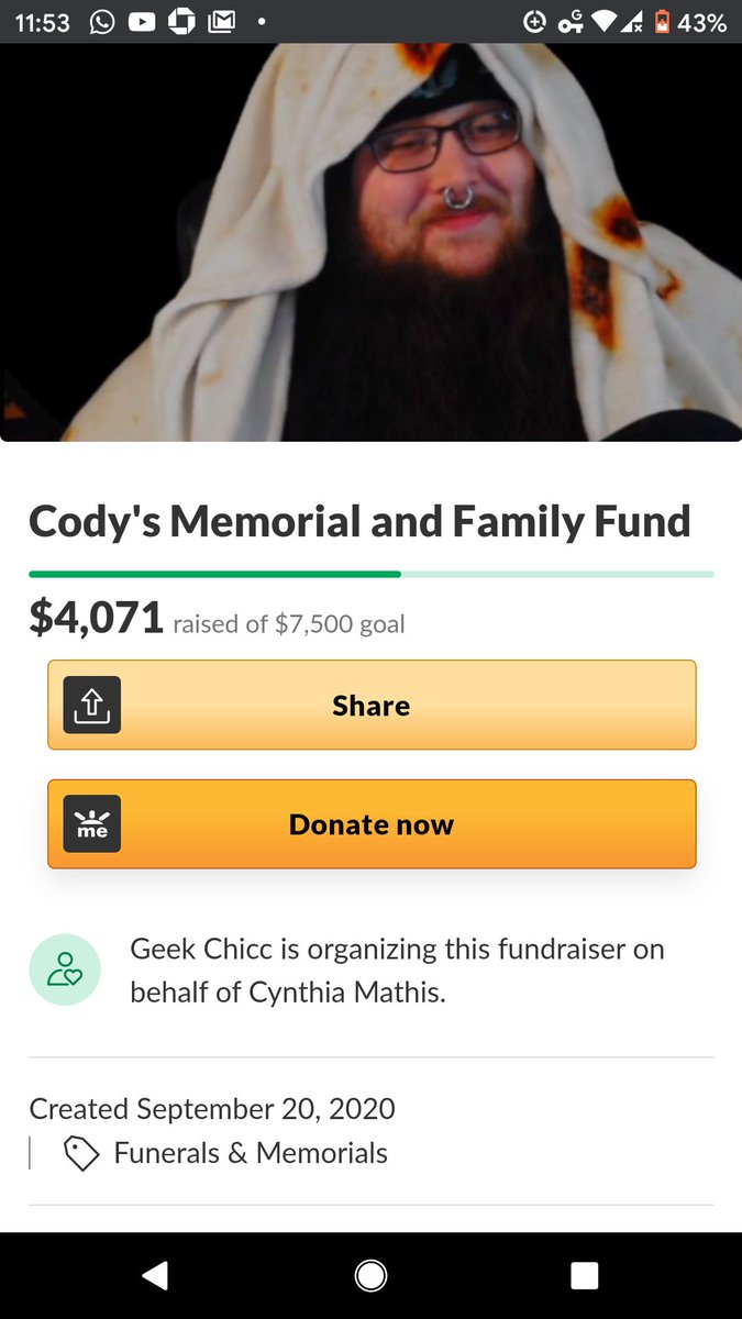 Geekykins's tweet photo. We broke $4k in donations for @ActuallyBearded's memorial fund! Thanks so much for those who donated and shared! Tomorrow will be 1 month since his passing and I'd love to hold like a "dono-thon" to try to reach our goal. Some ideas on what to do? Link 👇🏼
https://t.co/pmksPW1lWS https://t.co/DEqk9WtNWA