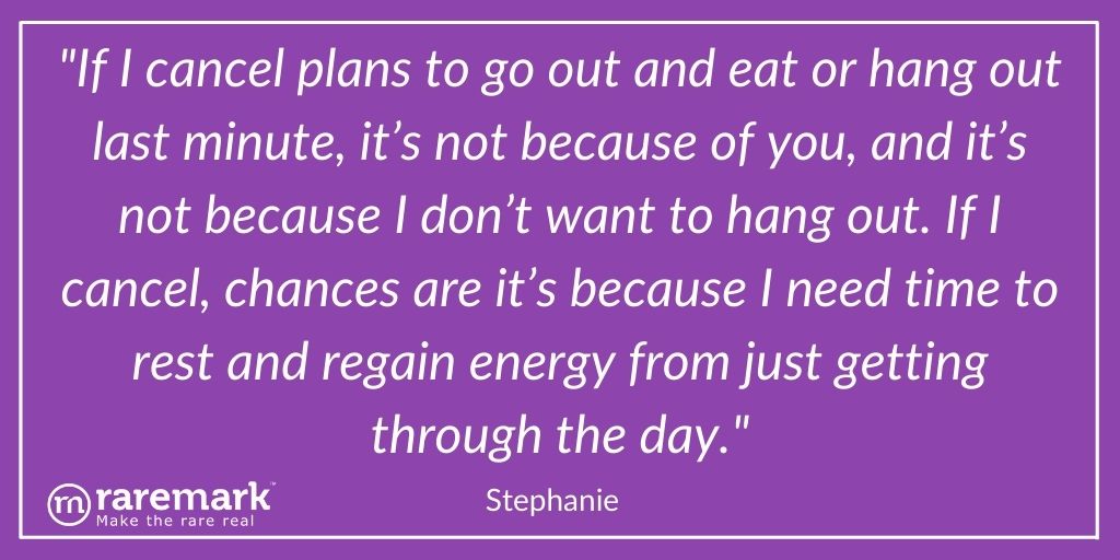 myastheniaRM's tweet photo. "If I cancel plans to go out and eat or hang out last minute, it’s not because of you, and it’s not because I don’t want to hang out. If I cancel, chances are it’s because I need time to rest and regain energy from just getting through the day." 
#MG https://t.co/IMD3FsshWS https://t.co/Q9LgYOjETK