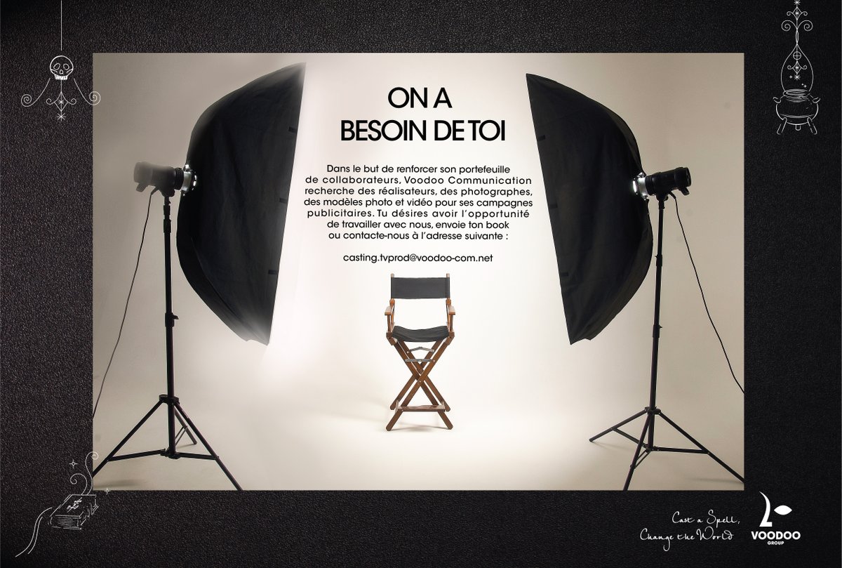 Voodoo Group (@revoodootion) on Twitter photo APPEL À CANDIDATURE
Tu souhaites changer le monde avec nous 🎨?
Envoie ton book ou contacte-nous à : ✉️casting.tvprod@voodoo-com.net
#reVOODOOtion #CastaSpell #ChangetheWorld APPEL À CANDIDATURE
Tu souhaites changer le monde avec nous 🎨?
Envoie ton book ou contacte-nous à : ✉️casting.tvprod@voodoo-com.net
#reVOODOOtion #CastaSpell #ChangetheWorld