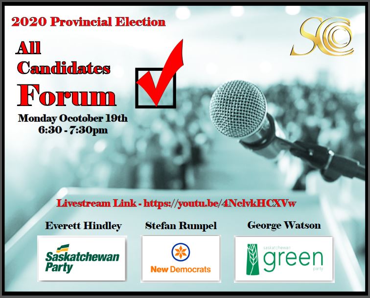SwiftChamber's tweet photo. In partnership with the @City_SC , tonight's All Candidates Forum for the Provincial Election is easily accessible for everyone to tune in.  Join us at 6:30pm to find out what each of the local candidates have to say. 
Livestream link - https://t.co/3MhCKj4dJF https://t.co/sry5BDa0o4