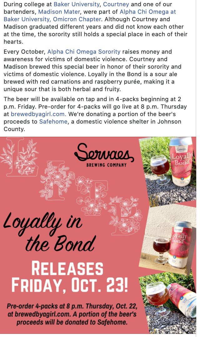 Loyally in the Bond releases FRIDAY! Pre-order Thursday night at brewedbyagirl.com. <a href="/BakerUniversity/">Baker University</a> <a href="/AlphaChiOmegaHQ/">Alpha Chi Omega</a> <a href="/SAFEHOMEKS/">Safehome</a> #brewedbyagirl #craftbeer #kcbeer #shawneeks #LITB #jocobeer #shawneekansas