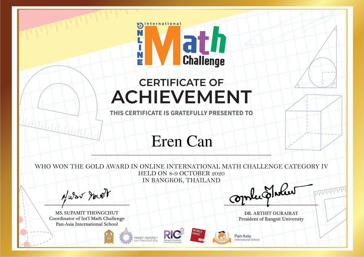 Uluslararası Matematik Yarışması'nda, 10- 11 Yaş Grubunda altın madalya kazanarak bizleri gururlandıran SANKO Okulları 11'inci sınıf öğrencisi Eren Can'ı tebrik eder, başarılarının devamını dilerim. <a href="/SankoOkul/">Özel Sanko Okulları</a>