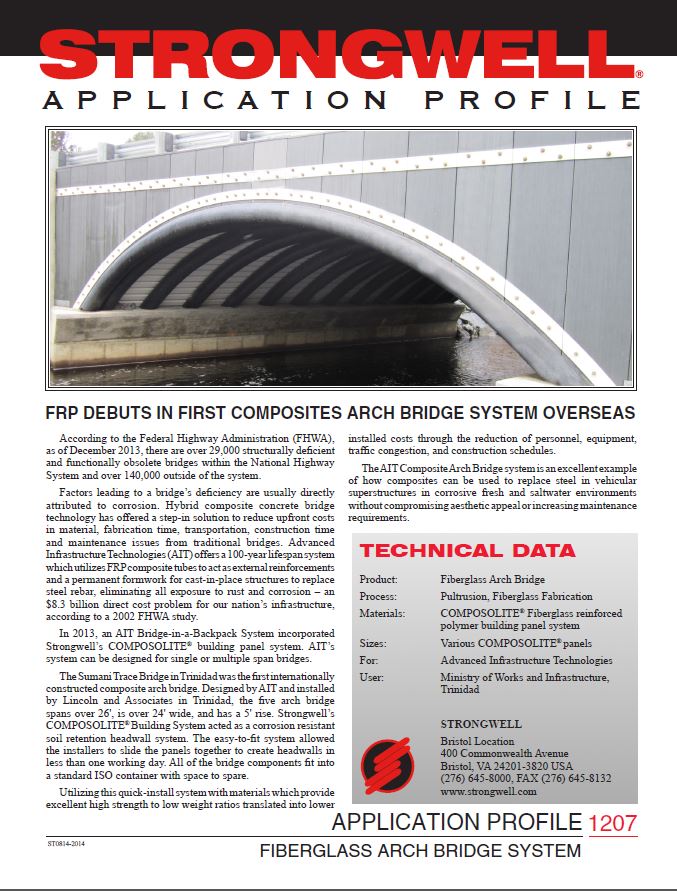 Single span or multiple span bridges can be expensive to design and build. This company incorporated #COMPOSOLITE into their arch bridge system to reduce the headwall build portion to just one day. #madeinusa #pultrusion #composites Learn more - https://t.co/saV54nbbv0 https://t.co/9US42Z986M