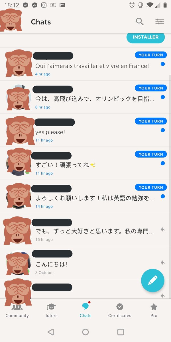 La troisième appli que j'utilise s'appelle tandem. Il s'agit d'une appli de mise en relation avec des correspondants tout autour du monde, et toutes les fonctionnalités sont top !Beaucoup de japonais souhaitent apprendre l'anglais et le japonais donc vraiment n'hésitez pas !