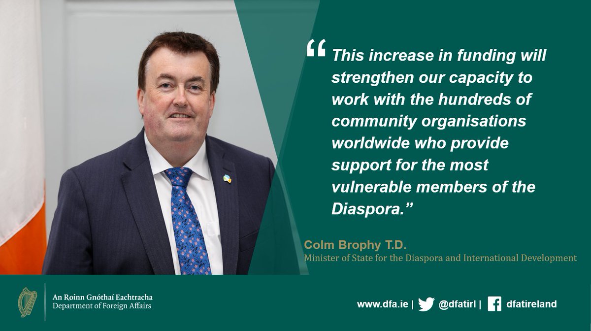 dfatirl's tweet photo. Minister @brophytalks welcomes the increase of €500,000 in the 2021 budget for the Emigrant Support Programme, bringing the total funding for Irish communities around the world to over €13m in 2021 🌍

👉 https://t.co/n8ubxoRRQz https://t.co/lzJ8U1VUj8
