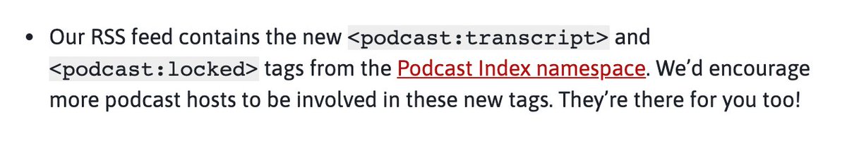 And  @Podnews just added the <podcast:transcript> to their feed. Transcripts are starting to 