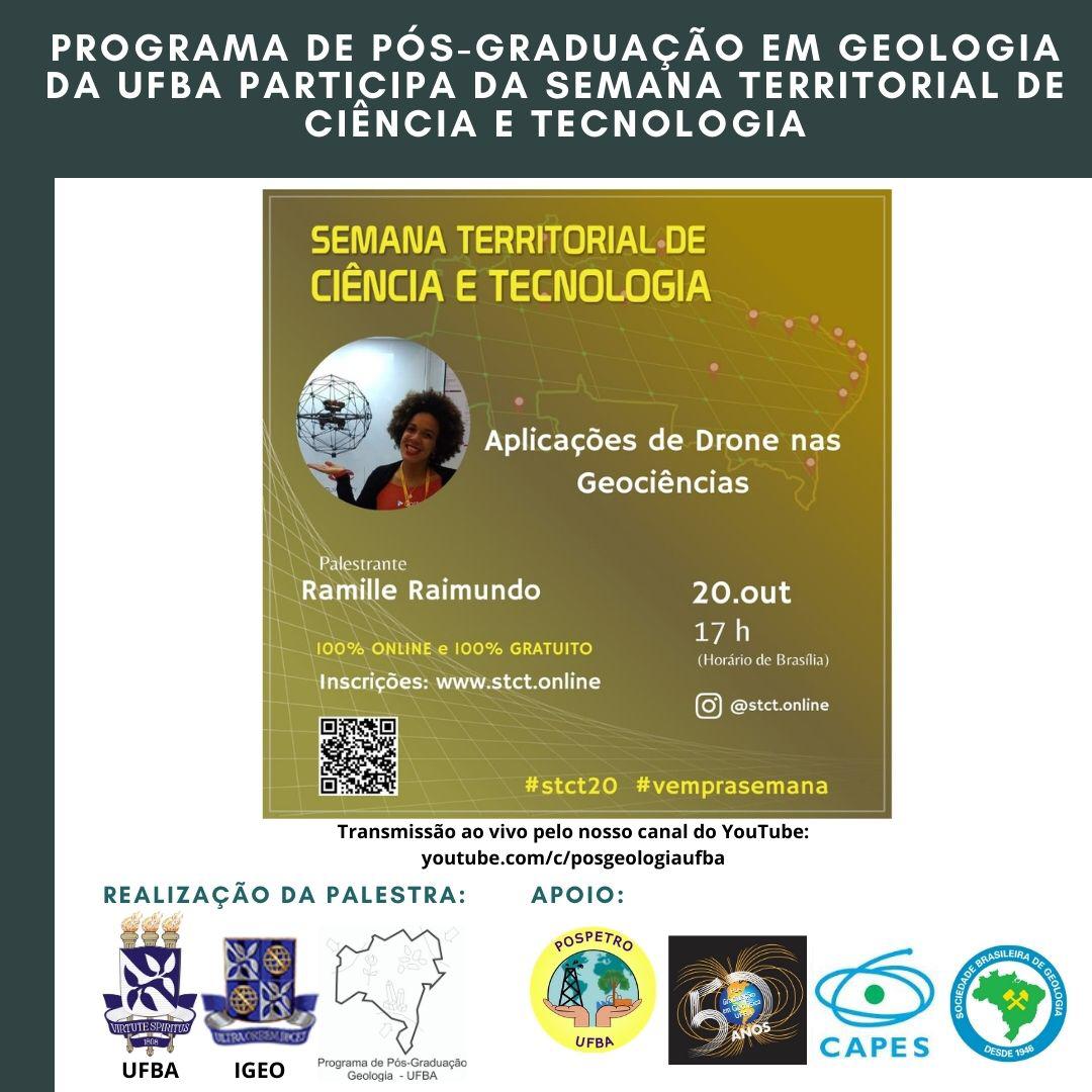 PPGEO_UFBA's tweet photo. Amanhã (20/10) estaremos ao vivo participando da Semana Territorial de Ciência e Tecnologia com a Geóloga Ramille Raimundo, com uma palestra sobre aplicações de drone nas geociências. Se inscrevam em nosso canal.

Link: https://t.co/Gs9qk732uL

#snct #geologia #drone #ciência https://t.co/5Ibj6RdplH