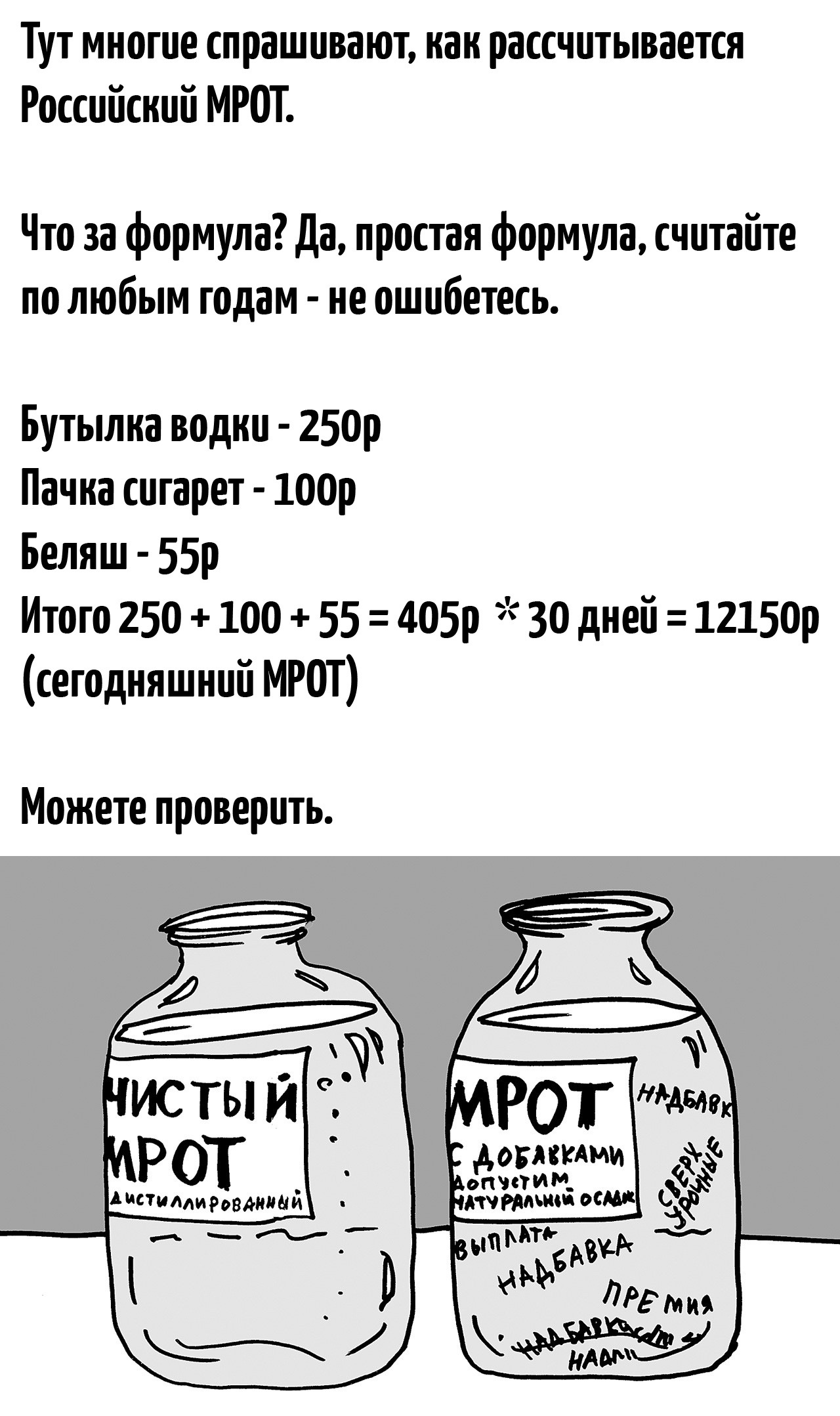МРОТ бутылка водки беляш