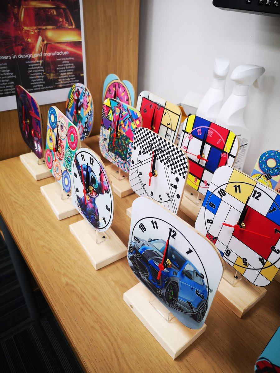 KPHSTechnology's tweet photo. Some finished clocks designed by our Year 7's based on well known design movements. #design #kphstechnology #kphs #designtechnology @KPHS_Rochdale https://t.co/8DL0cXyY6S