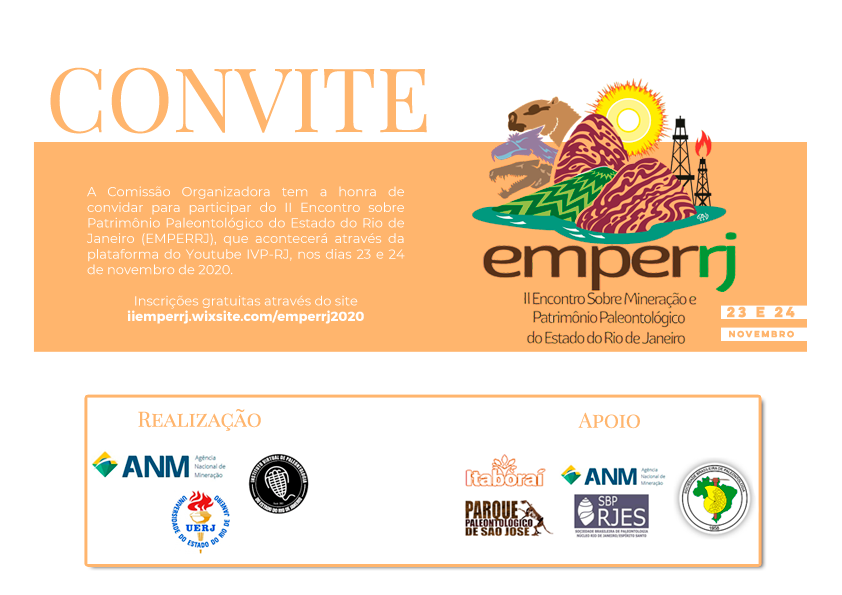 Convite para o II Encontro sobre Mineração e Patrimônio Paleontológico do Estado do Rio de Janeiro (EMPERRJ)