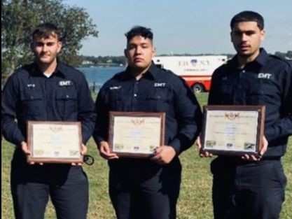 Congratulations to <a href="/UASEM_NYC/">UASEM</a> graduate and former NYC Emergency Management intern Ed Ruiz (far right) on his completion of the <a href="/FDNY/">FDNY</a> EMS certificate!