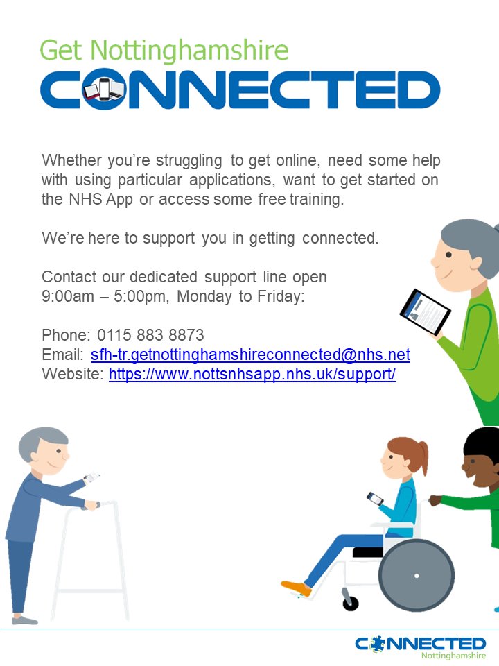 Have you got a friend or family member that would really benefit from the #NHSApp but would need help with the technology? Tell them to give our Digital support line a call for free support. #GetOnlineWeek #digitalinclusion