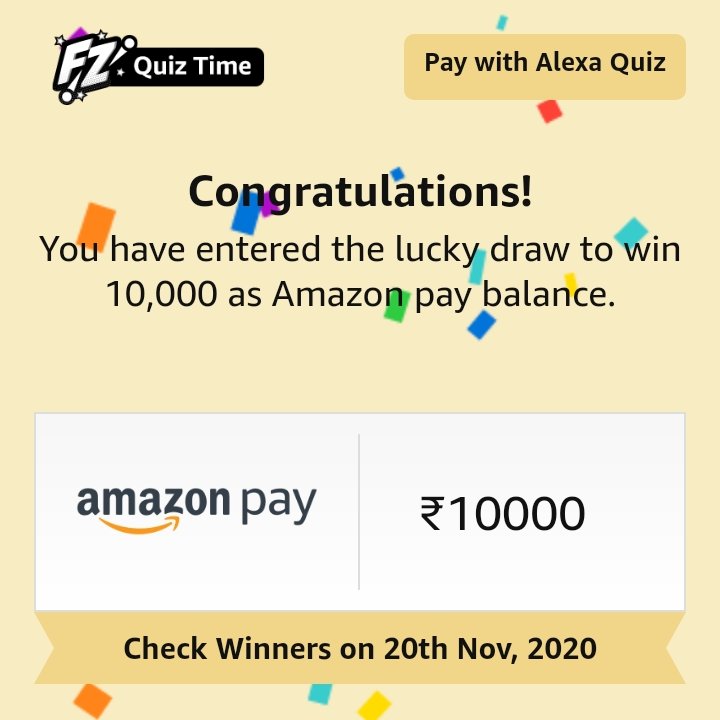 SRANI37951181's tweet photo. S RANI @SRANI37951181
#AmazonQuiz
#PayWithAlexa https://t.co/eq5oiYkJ5U