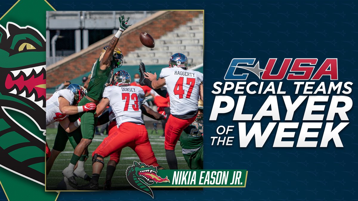 📢: Congratulations to @UAB_FB’s Nikia Eason Jr., #CUSAFB Special Teams Player of the Week! 🏈
🏅1️⃣ | #TheCUSAWay https://t.co/YQc8PFbjs3