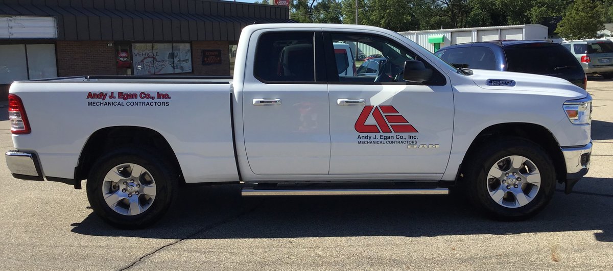 ExpressSignsInc's tweet image. This @andyeganco truck is looking polished in the sun, complete with a new #vehiclegraphic logo!