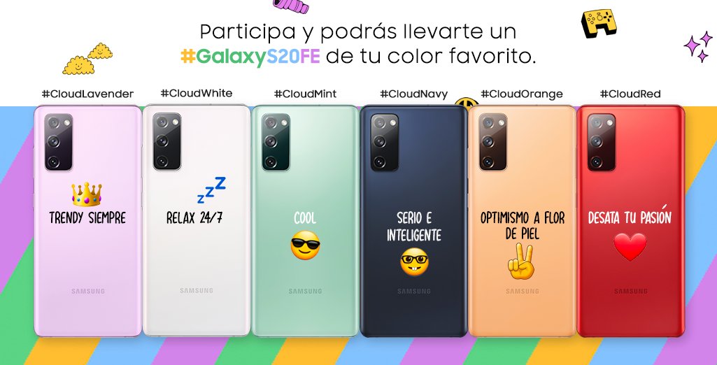 SamsungEspana's tweet image. ⚡CONCURSAZO⚡¿Quieres ganar un #GalaxyS20FE?📲 1 color, 1 personalidad✌
💚Síguenos @SamsungEspana
💜Haz RT a este tuit
🧡Escoge color + personalidad y cuéntanos por qué
💙 Menciona a un amigo
 ❤ Usa los hashtags #GalaxyS20FE y # del color que has escogido👇aparecen en la foto