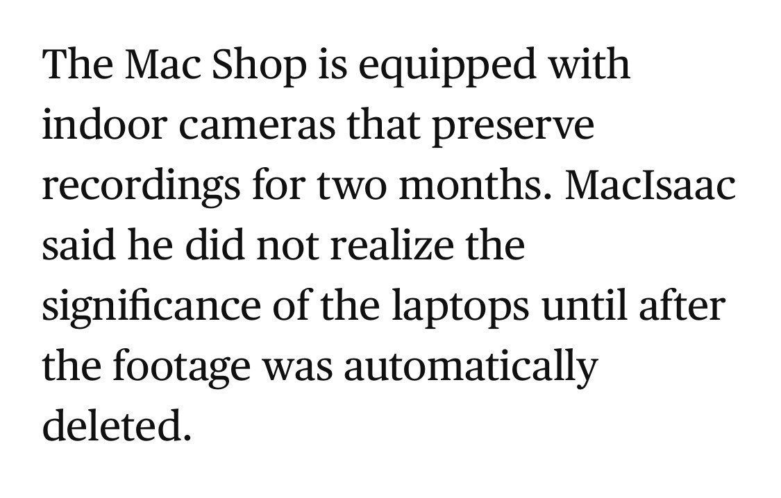 Also, his security camera’s footage have conveniently been deleted. This story doesn’t pass even a basic sniff test.