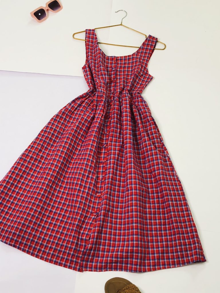 Plaid button down dress Size 6#2500