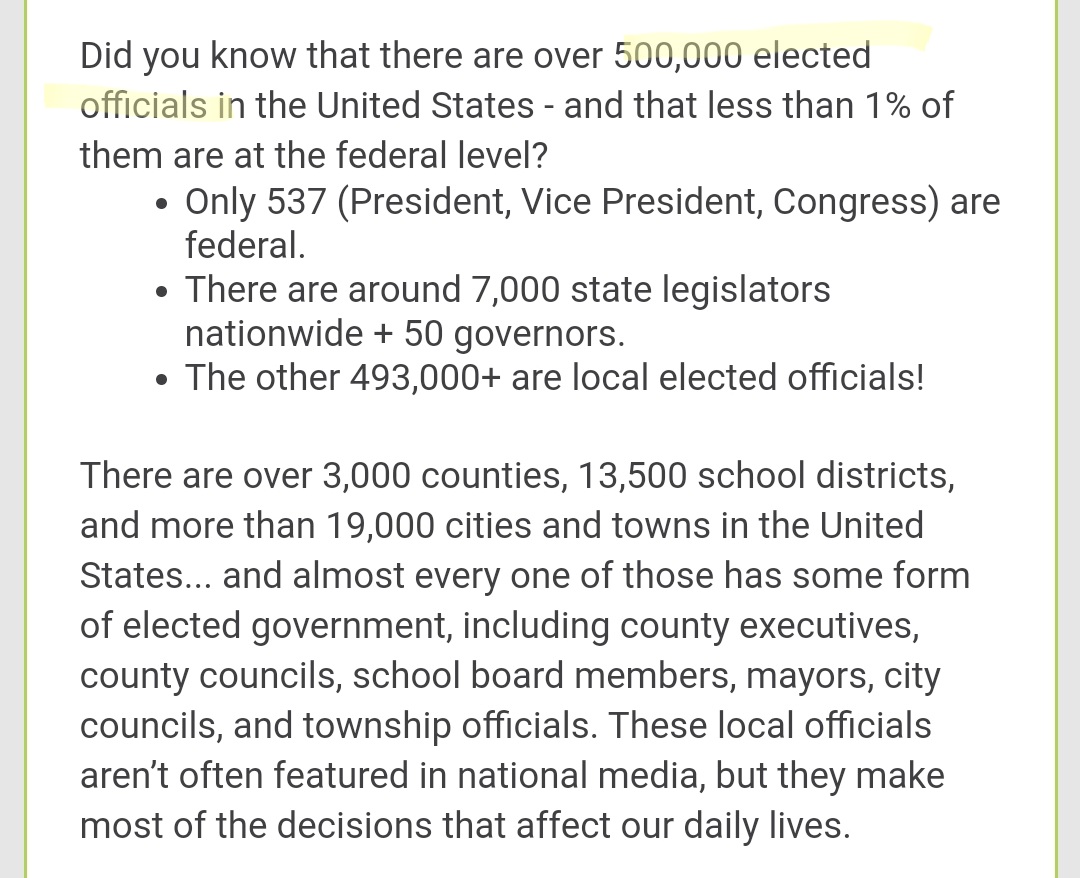 Let's talk institutional power. Cube & others have taken to saying we have over 7,000 Black people elected and gotten nothing (false). Context matters there are 500000 elected officials in the US with Black electeds accounting for ~9K/2%. That power is not evenly distributed.