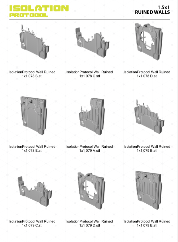 Corvusgamester1's tweet photo. Getting the parts catalog together for the #isolationprotocol kickstarter files. A delay on the distro side means a slightly later release than planned #3dprint #kickstarter #warmongers #terrain #wargaming https://t.co/pJYhr627k2