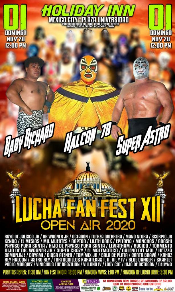 LEGENDLUCHA's tweet photo. Nos complace informar que se unen al #LuchaFanFestXII tres leyendas, luchador y referi Baby Richard, el Halcon 79 y Super Astro. 1o. de noviembre a partir de las 12 del dia en el Holiday Inn Mexico City-Plaza Universidad

Acessos en:
https://t.co/Fi7t5KiYGz

O Whatsapp 5515021563 https://t.co/YpIPoYSxUN