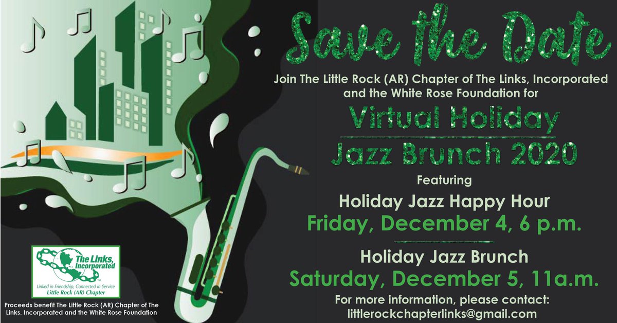 littlerocklinks's tweet photo. Make plans now to attend our virtual Holiday Jazz Brunch fundraiser! https://t.co/hZh79T4P5S