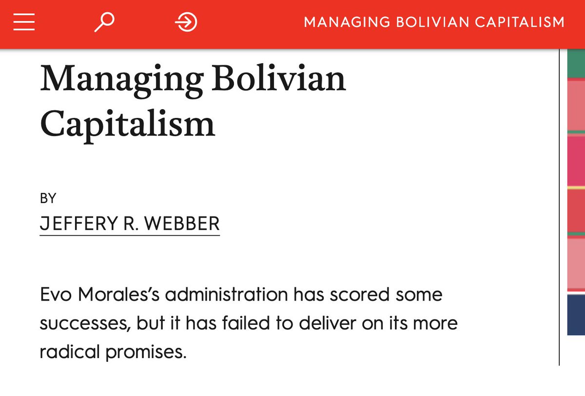 Jacobin hailed Evo Morales as the Americas' "greatest president" today, praising his record of poverty elimination.That overdone headline strongly contrasts Jacobin's past coverage of Morales, which portrayed him as a failure & conservative who had betrayed the socialist cause.