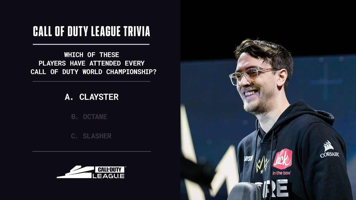 Answer: The three-time champ @Clayster has competed at every COD Champs since 2013 and the Black Ops 2 season! https://t.co/zwE328auS0