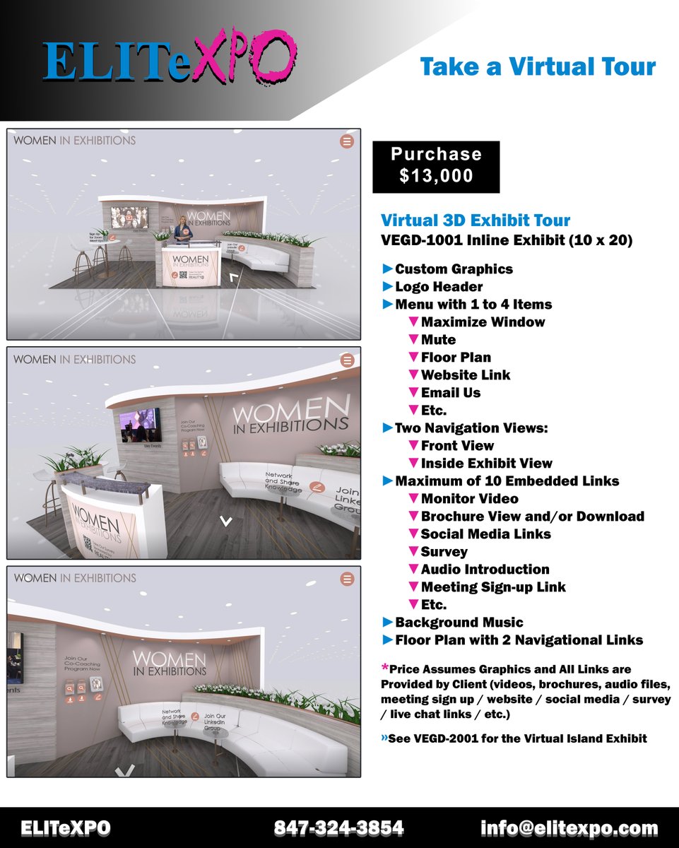 ELITeXPO's tweet image. Don&apos;t limit yourself with a virtual exhibit at just one show. Contact ELITeXPO for a branded virtual experience available to your clients 24/7. Call: 800-543-5484 or email us at info@elitexpo.com. #virtualexperience #virtualexhibit #virtualdisplay #onlineexhibit #ELITeXPO