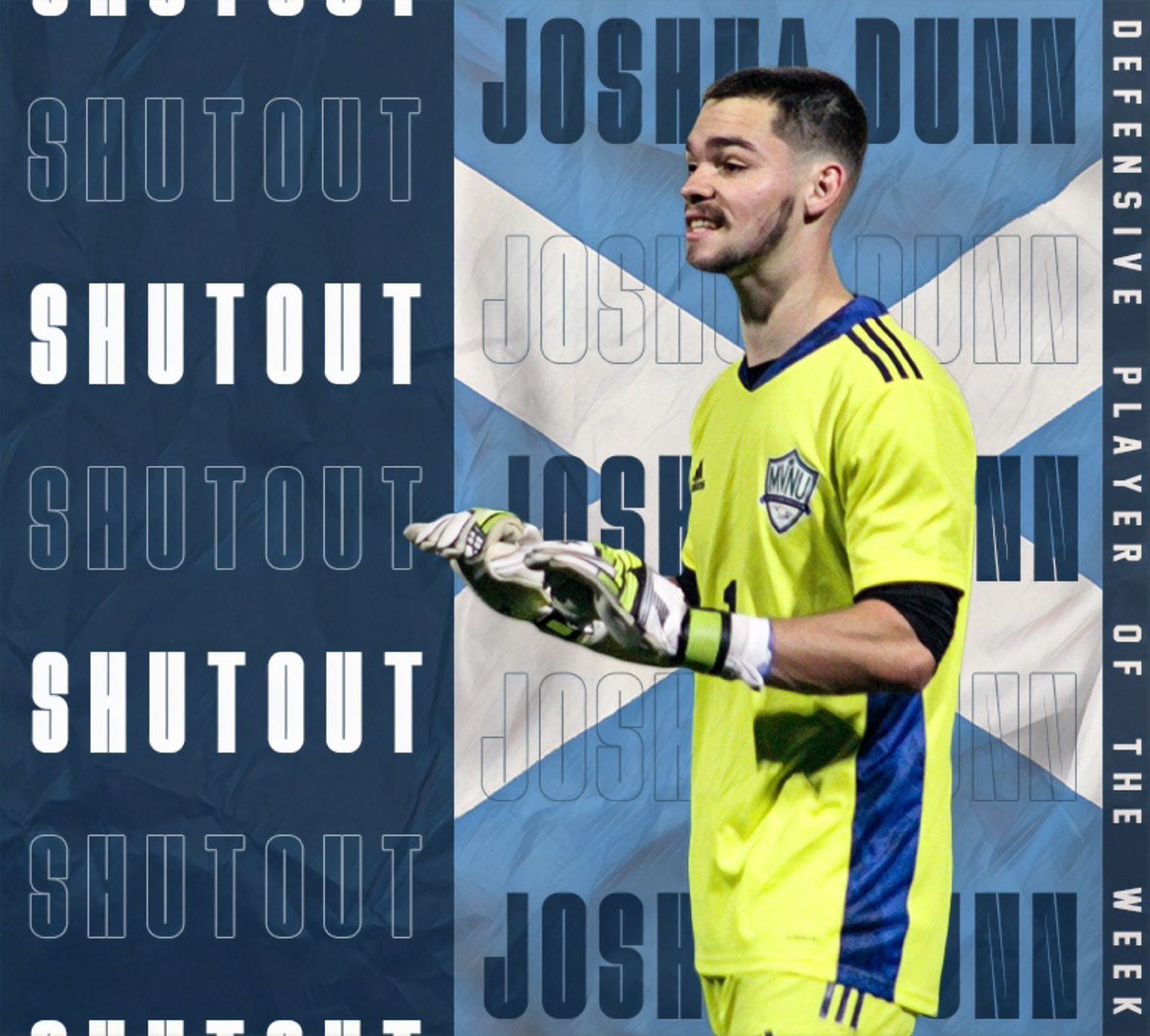 After recording 4 saves and a shutout in @mvnuMS’s 1-0 win against Marian on Saturday, Joshua Dunn of Edinburgh, Scotland 🏴󠁧󠁢󠁳󠁣󠁴󠁿 has been named the Crossroads League Defensive Player of the Week! mvnucougars.com/article/3365