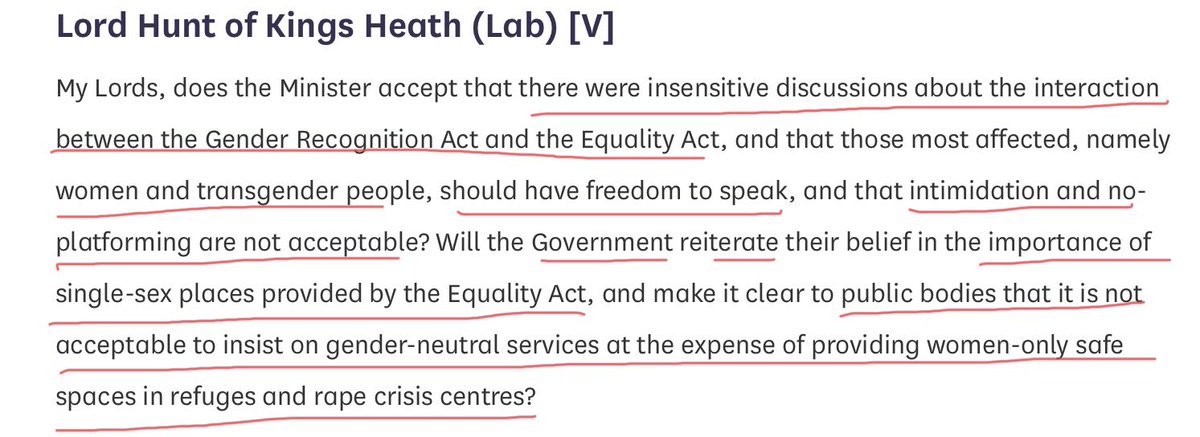 I wish Lord Hunt was explicit about which group has been intimidated and no-platformed. It is  #Women. Transgender people have avoided public debate because their ideology doesn’t stand up to public scrutiny. . Women are banned, intimidated & attacked. We are not the aggressors.