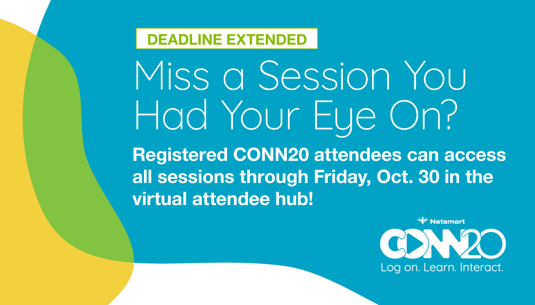 NetsmartTech's tweet photo. You asked and we delivered! #CONN20 sessions are now available to registered attendees through the end of the month. Access the free, on-demand content now in the virtual attendee hub to relive the excitement of CONNECTIONS! https://t.co/b89zTkqGV6