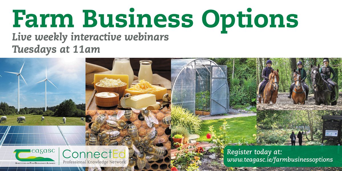 teagasc's tweet photo. On tomorrow's Farm Business Options Webinar at 11am, host @CaslinBarry will be joined by Allen McAdam @MCAIreland MCA Consulting who will discuss the opportunities &amp; common pitfalls in developing an on-farm diversification enterprise. Register at https://t.co/QYbrwN2L47 https://t.co/GBtJ77DaGN