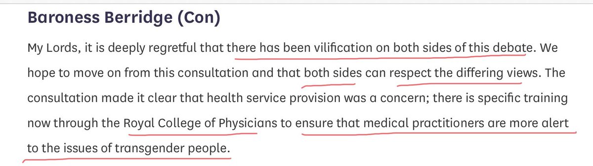 Again with the both sides bollocks. The Royal College of Physicians have been rolling out training provided by Trans Activists. I am pretty sure she knows this. Does  @trussliz know? Cos the Baroness is making it look like SelfID is still continuing.