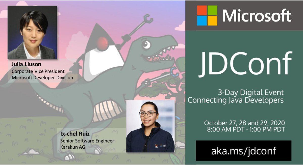 JavaAtMicrosoft's tweet image. Next week, join Julia Liuson and @ixchelruiz for a story about developers, diversity, inclusion, and #Java, during the opening keynote of #JDConf.

Register for free at <a style="text-decoration: none;" rel="nofollow" target="_blank" href="http://aka.ms/jdconf">aka.ms/jdconf</a>